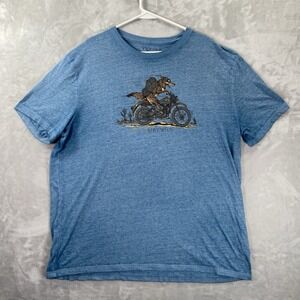 Lucky Brand T-Shirt men's XXL Venice Burnout Graphic Stay Wild Motorcycle Wolf